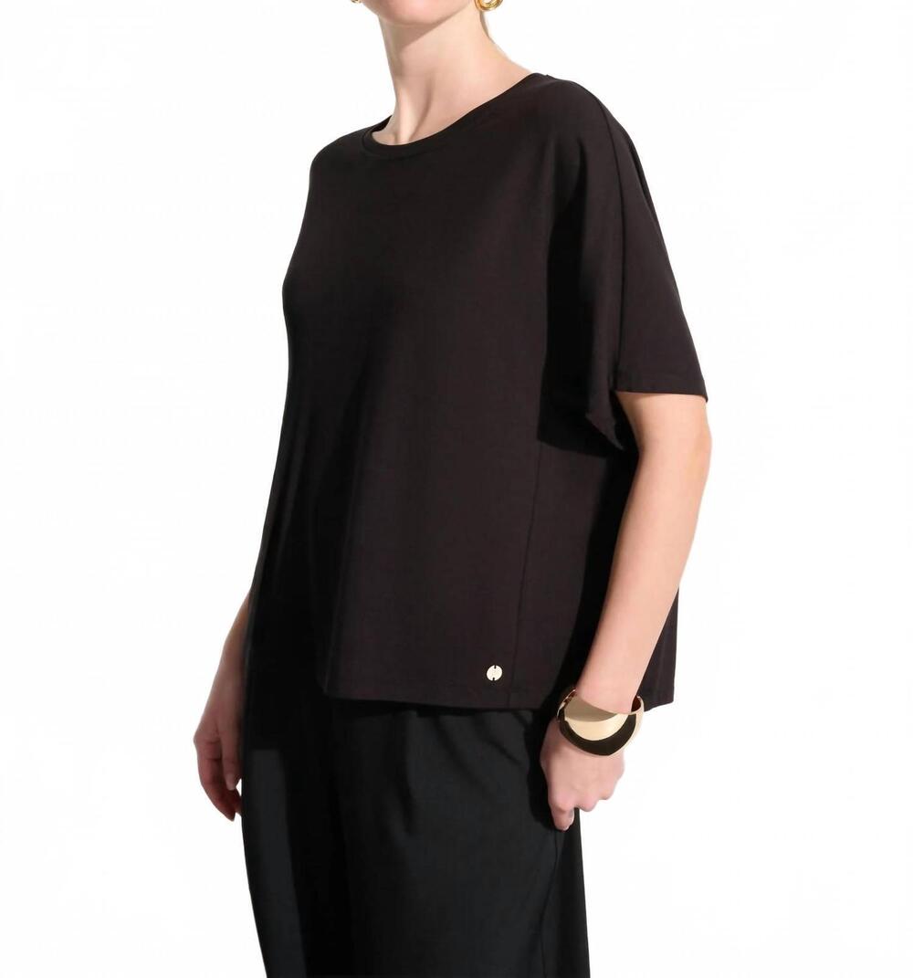 NEW JOSEPH RIBKOFF crew neck dolman sleeves boxy top in black